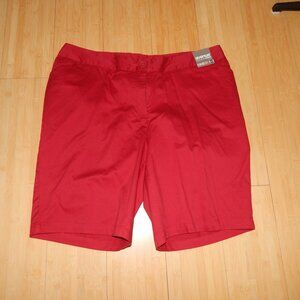 Avenue Plus Size 18 Short Signature Chino Red Shorts Pockets Cotton New NWTs